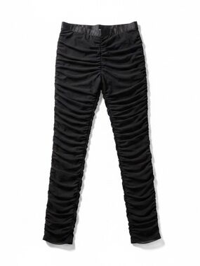 Ali Ro NWT Size 12 Black Ruched Mesh Overlay Leggings Pants Ankle Zip Stretch